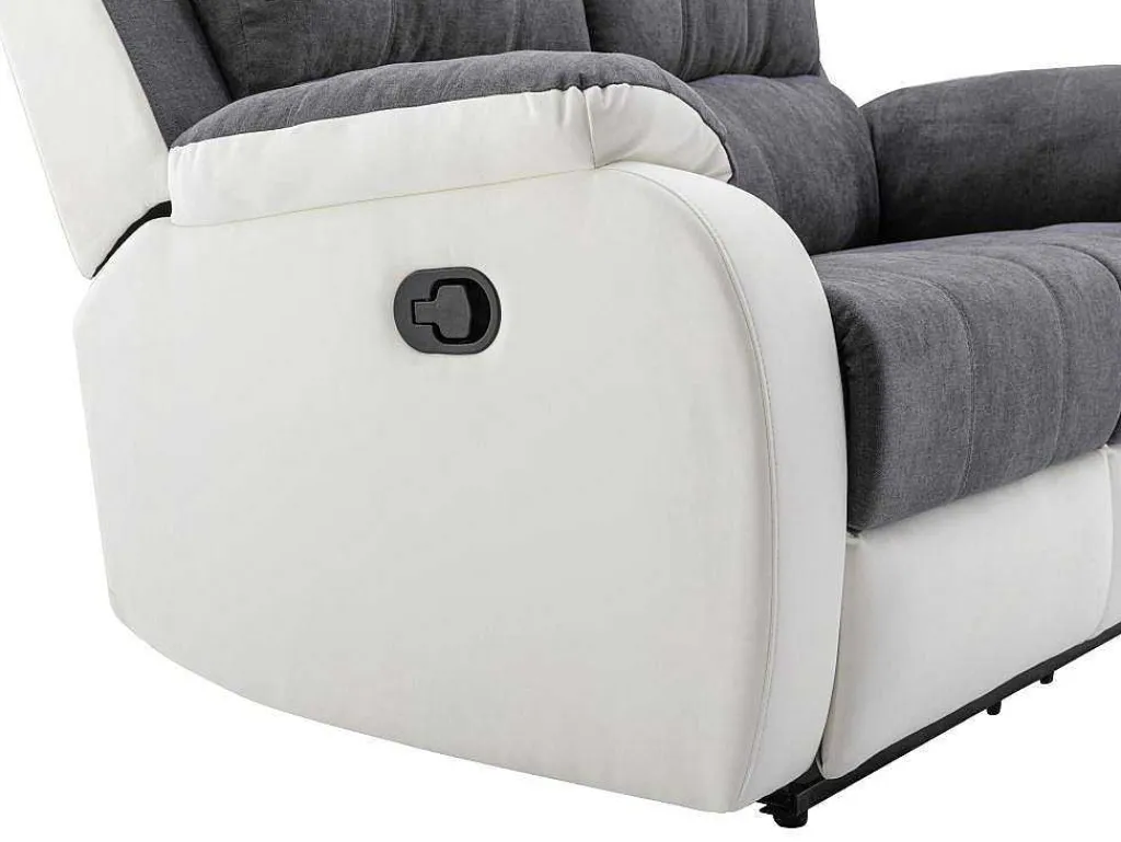 Tweezits-Relaxbank Van Microvezel En Grijs En Wit Kunstleer Brody-Vente-unique Outlet