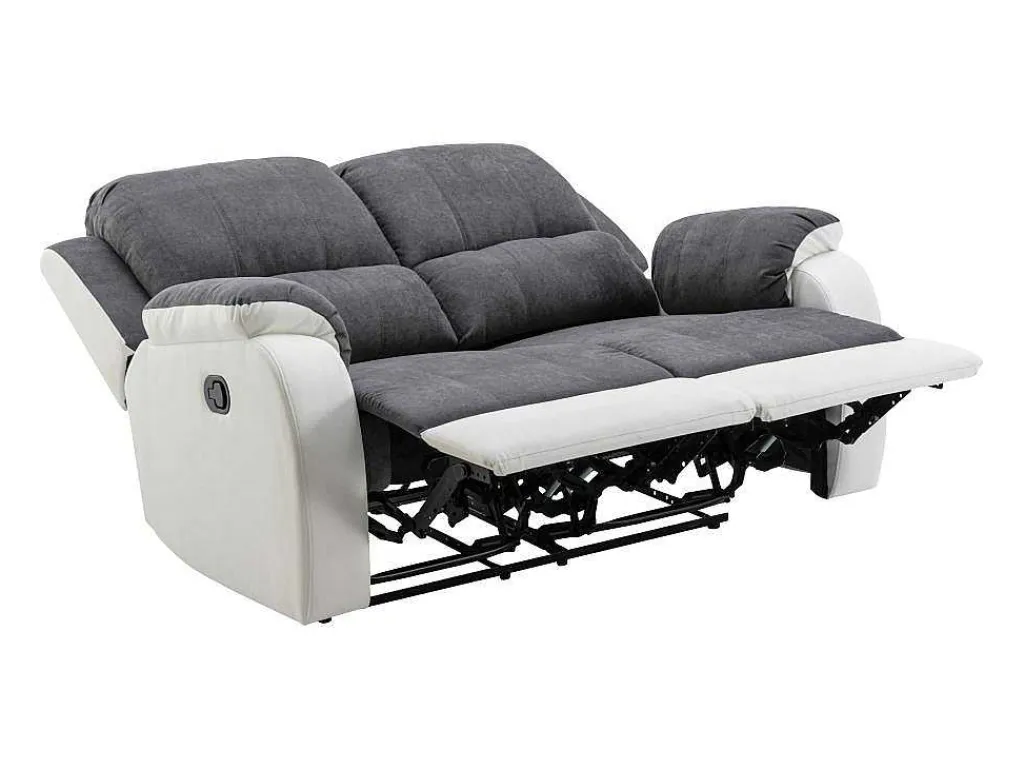 Tweezits-Relaxbank Van Microvezel En Grijs En Wit Kunstleer Brody-Vente-unique Outlet