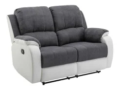 Tweezits-Relaxbank Van Microvezel En Grijs En Wit Kunstleer Brody-Vente-unique Outlet