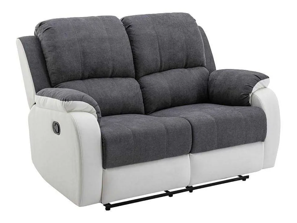 Tweezits-Relaxbank Van Microvezel En Grijs En Wit Kunstleer Brody-Vente-unique Outlet