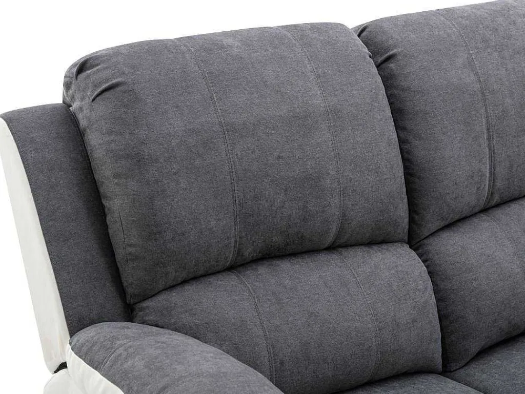 Tweezits-Relaxbank Van Microvezel En Grijs En Wit Kunstleer Brody-Vente-unique Outlet
