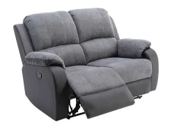 Tweezits-Relaxbank Van Microvezel En Grijs En Zwart Kunstleer Brody-Vente-unique Hot