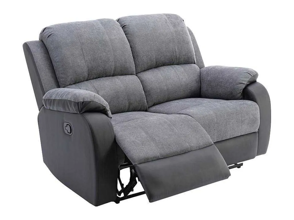 Tweezits-Relaxbank Van Microvezel En Grijs En Zwart Kunstleer Brody-Vente-unique Hot