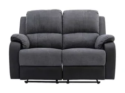 Tweezits-Relaxbank Van Microvezel En Grijs En Zwart Kunstleer Brody-Vente-unique Hot