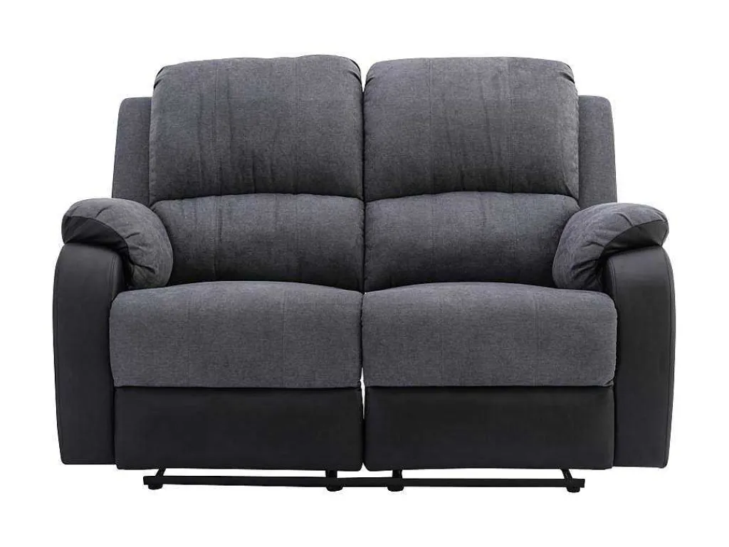 Tweezits-Relaxbank Van Microvezel En Grijs En Zwart Kunstleer Brody-Vente-unique Hot