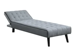 Uitklapbare Chaise Longue Bayou Van Stof - Grijs En Zwarte Paspel-Vente-unique