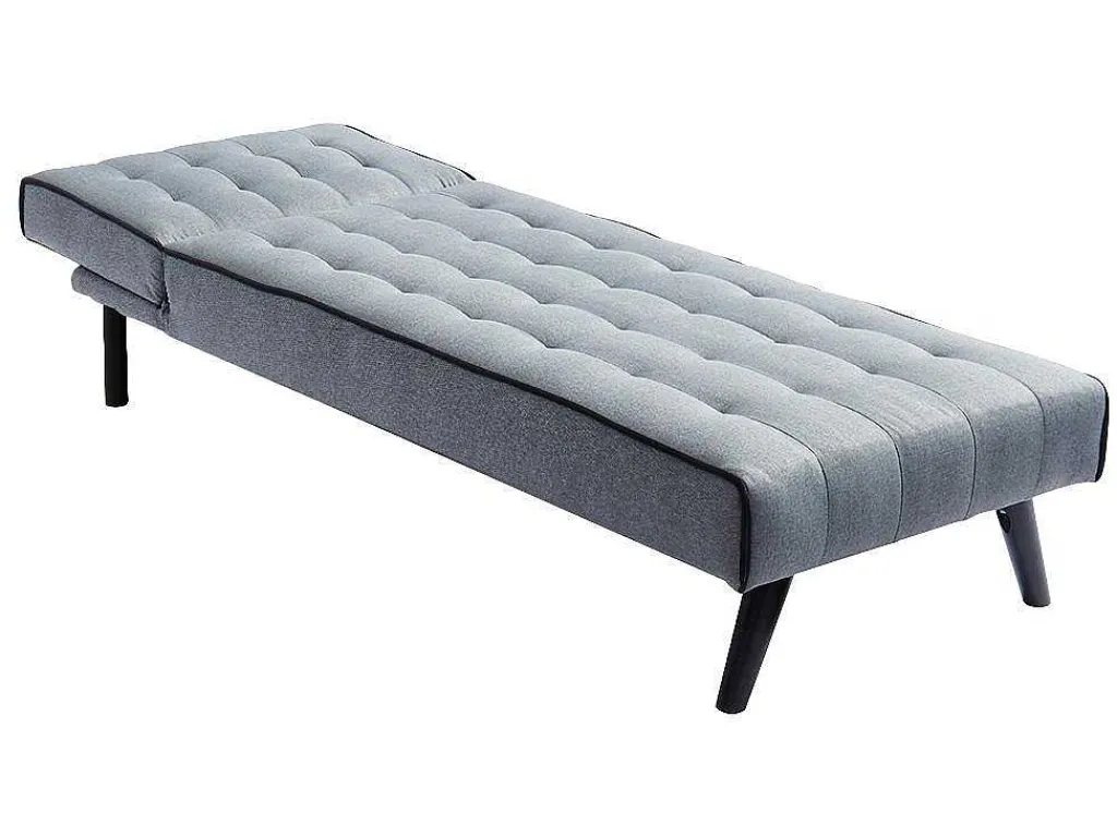 Uitklapbare Chaise Longue Bayou Van Stof - Grijs En Zwarte Paspel-Vente-unique