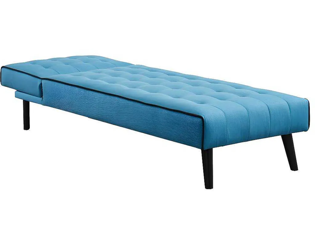 Uitklapbare Chaise Longue Bayou Van Stof - Blauw En Zwarte Paspel-Vente-unique Online