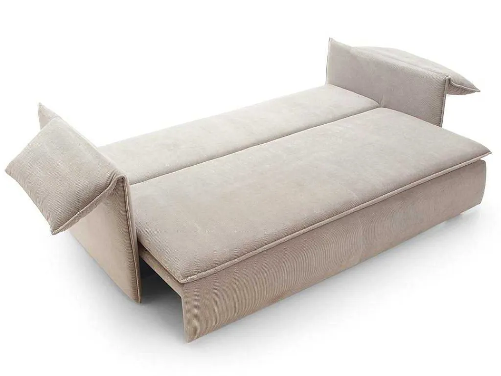 Uitklapbare Driezitsbank Van Beige Ribfluweel Teodora Van Pascal Morabito-Vente-unique Sale