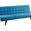 Uitklapbare Driezits-Bedbank Bayou Van Stof - Blauw En Zwarte Paspel-Vente-unique Outlet