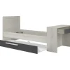 Uitschuifbaar Bed 90 X 200 En 90 X 190 Cm - Met Bureau - Kleur: Naturel En Antraciet + Matras + Bedbodem - Vouani-Vente-unique Best