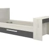 Uitschuifbaar Bed 2 X 90 X 200 Cm - Met Bureau - Kleur: Naturel En Antraciet + Bedbodem - Vouani-Vente-unique Hot