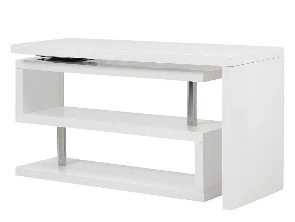Uitschuifbaar Bureau Nicephore Ii - Wit Gelakt Mdf - Draaiend Blad 360°-Vente-unique Hot