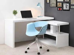 Uitschuifbaar Bureau Nicephore Ii - Wit Gelakt Mdf - Draaiend Blad 360°-Vente-unique Hot