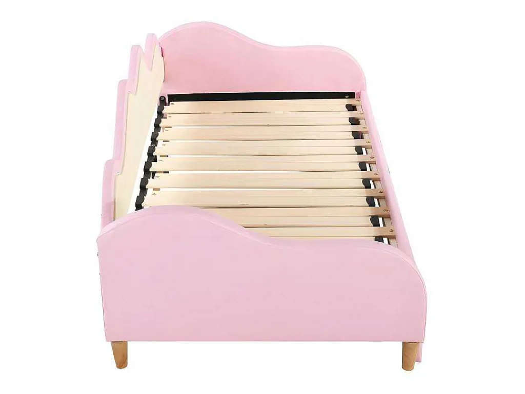 Uitschuifbaar Onderschuifbed 90(180)X190 Cm - In Kunstleer - Met Led-Verlichting En Lattenbodem - Roze-ModernLuxe Online