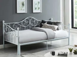 Uitschuifbare Bedbank Sebille - Metaal - 2 X 90 X 200 Cm Of 180 X 200 Cm - Wit - Optie Matras-Vente-unique