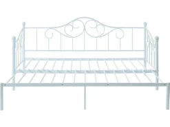 Uitschuifbare Bedbank Sebille - Metaal - 2 X 90 X 200 Cm Of 180 X 200 Cm - Wit - Optie Matras-Vente-unique