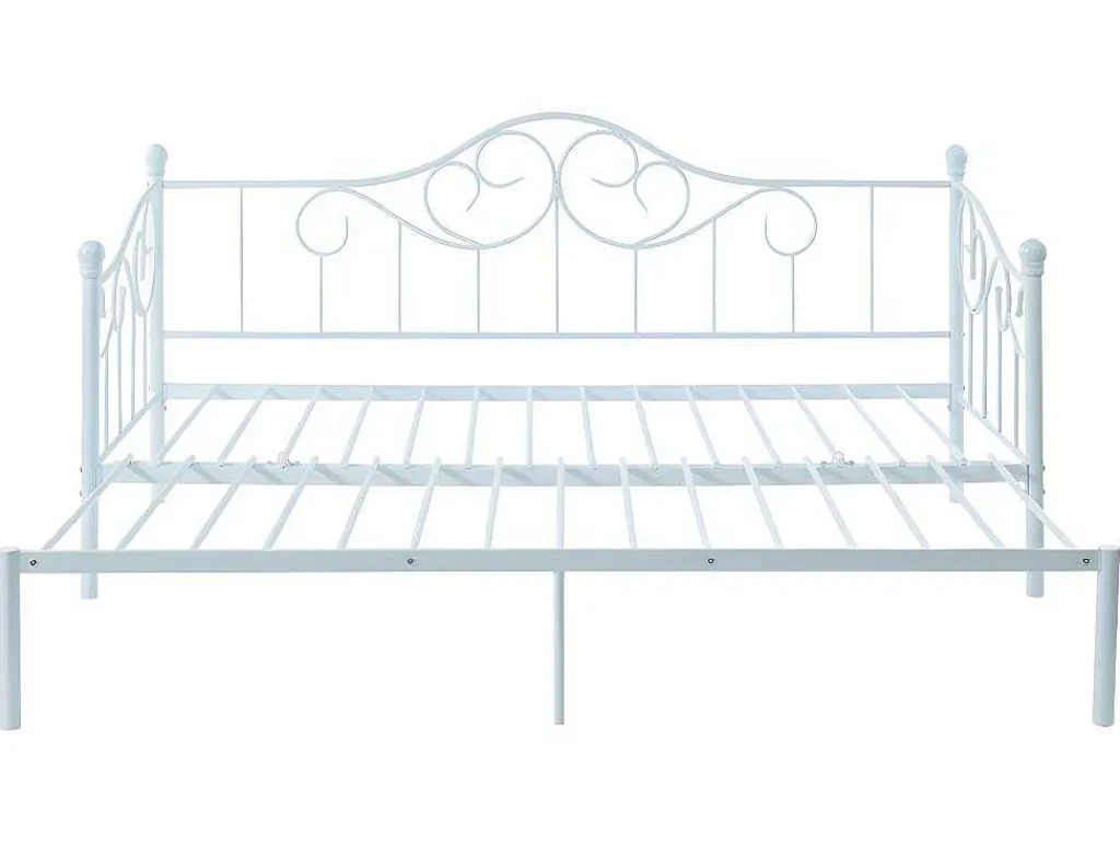 Uitschuifbare Bedbank Sebille - Metaal - 2 X 90 X 200 Cm Of 180 X 200 Cm - Wit - Optie Matras-Vente-unique