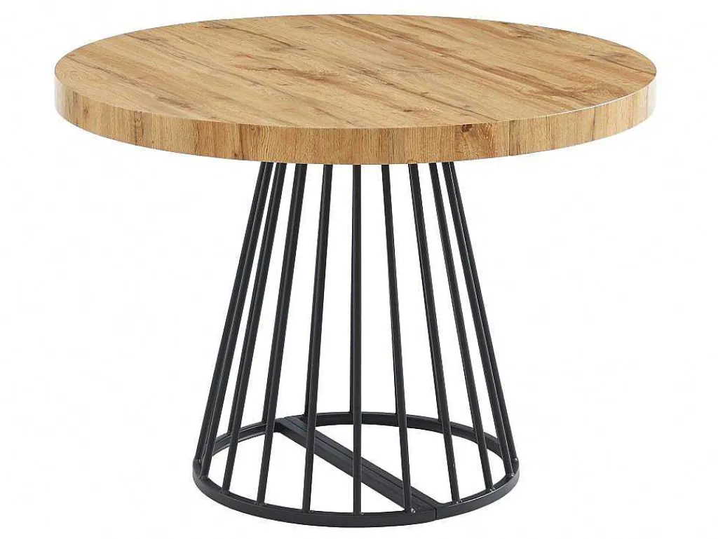 Uitschuifbare Eettafel 2 Tot 12 Plaatsen Van Mdf En Staal - Naturel En Zwart - Firela-Vente-unique New