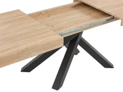 Uitschuifbare Eettafel 6 Tot 10 Plaatsen Van Mdf En Hevea - Naturel En Zwart - Catonav-Vente-unique Online