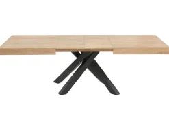 Uitschuifbare Eettafel 6 Tot 10 Plaatsen Van Mdf En Hevea - Naturel En Zwart - Catonav-Vente-unique Online