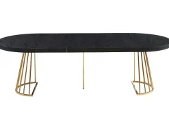 Uitschuifbare Eettafel 2 Tot 12 Plaatsen Van Mdf En Staal - Zwart En Goud - Firela-Vente-unique Hot