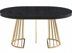 Uitschuifbare Eettafel 2 Tot 12 Plaatsen Van Mdf En Staal - Zwart En Goud - Firela-Vente-unique Hot