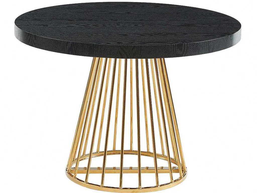 Uitschuifbare Eettafel 2 Tot 12 Plaatsen Van Mdf En Staal - Zwart En Goud - Firela-Vente-unique Hot