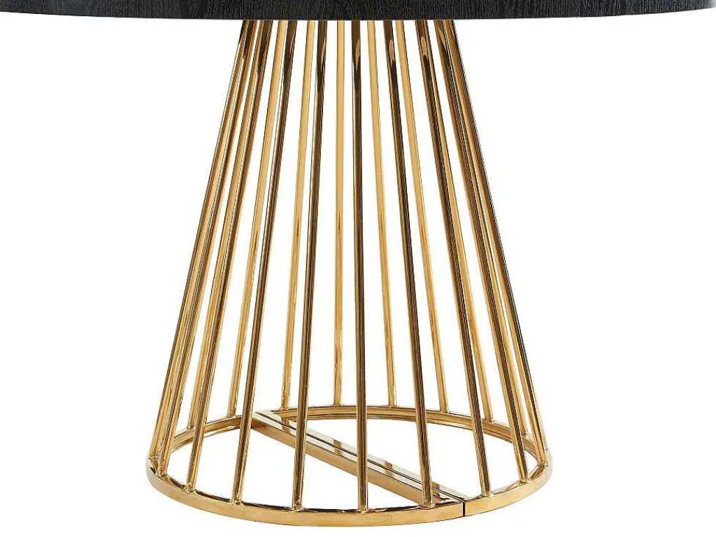 Uitschuifbare Eettafel 2 Tot 12 Plaatsen Van Mdf En Staal - Zwart En Goud - Firela-Vente-unique Hot