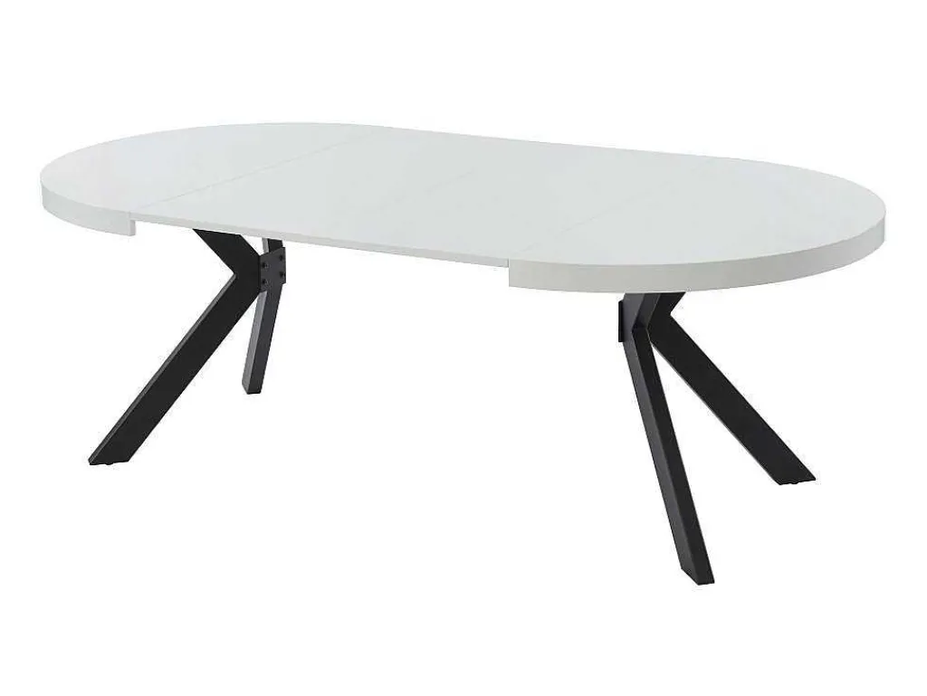 Uitschuifbare Eettafel 4 Tot 8 Plaatsen Van Mdf En Staal - Wit Gelakt En Zwart - Komoni-Vente-unique Best