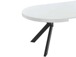 Uitschuifbare Eettafel 4 Tot 8 Plaatsen Van Mdf En Staal - Wit Gelakt En Zwart - Komoni-Vente-unique Best