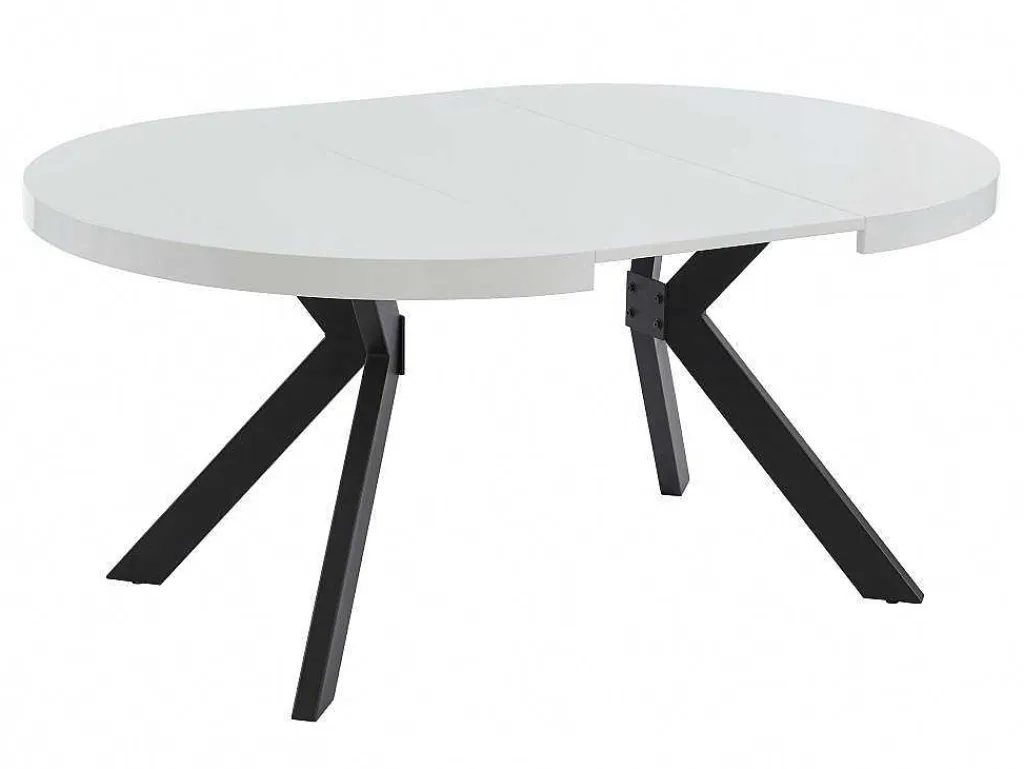 Uitschuifbare Eettafel 4 Tot 8 Plaatsen Van Mdf En Staal - Wit Gelakt En Zwart - Komoni-Vente-unique Best