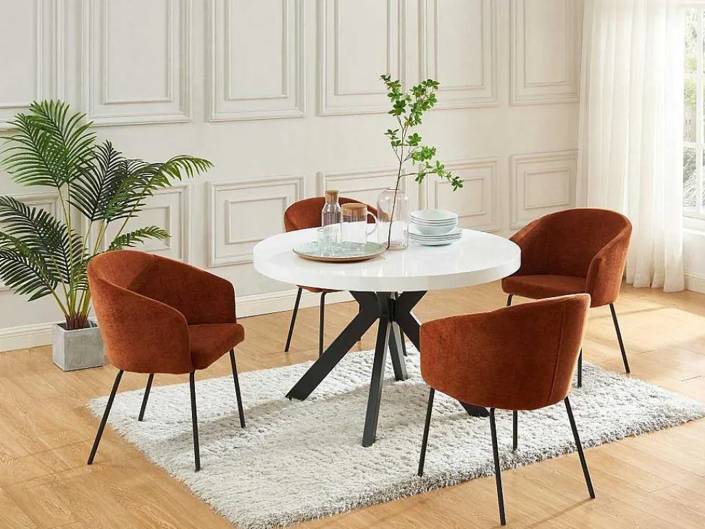 Uitschuifbare Eettafel 4 Tot 8 Plaatsen Van Mdf En Staal - Wit Gelakt En Zwart - Komoni-Vente-unique Best