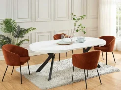 Uitschuifbare Eettafel 4 Tot 8 Plaatsen Van Mdf En Staal - Wit Gelakt En Zwart - Komoni-Vente-unique Best