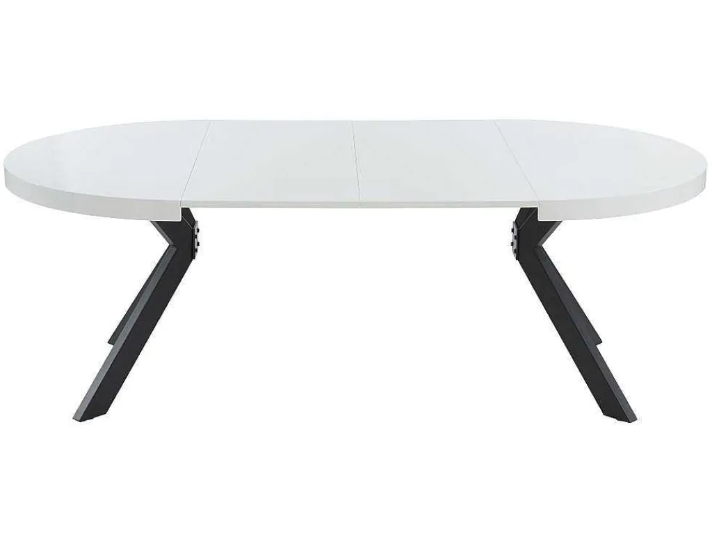 Uitschuifbare Eettafel 4 Tot 8 Plaatsen Van Mdf En Staal - Wit Gelakt En Zwart - Komoni-Vente-unique Best