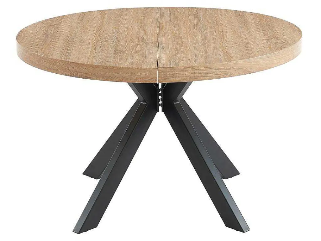 Uitschuifbare Eettafel 4 Tot 8 Plaatsen Van Mdf En Staal - Naturel En Zwart - Komoni-Vente-unique Discount