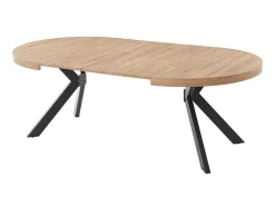 Uitschuifbare Eettafel 4 Tot 8 Plaatsen Van Mdf En Staal - Naturel En Zwart - Komoni-Vente-unique Discount