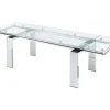Uitschuifbare Eettafel Lubana - Gehard Glas En Metaal - 8 Tot 10 Personen-Vente-unique Discount