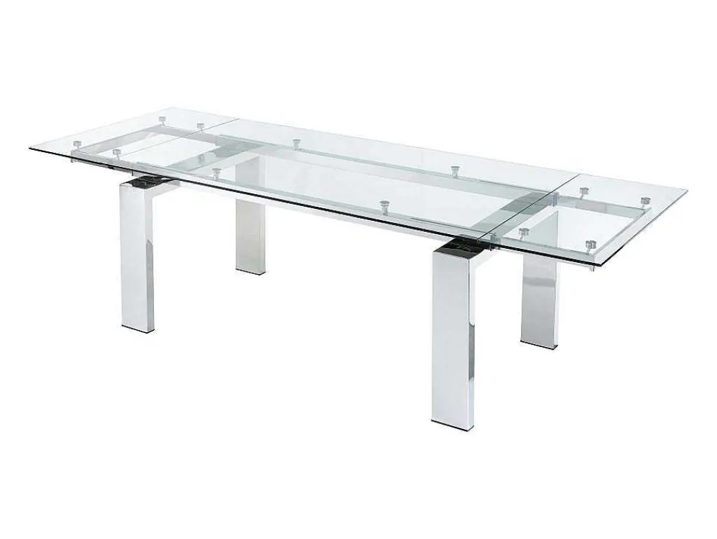 Uitschuifbare Eettafel Lubana - Gehard Glas En Metaal - 8 Tot 10 Personen-Vente-unique Discount