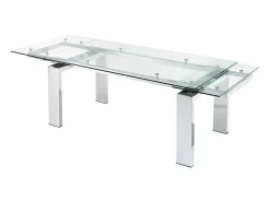 Uitschuifbare Eettafel Lubana - Gehard Glas En Metaal - 8 Tot 10 Personen-Vente-unique Discount