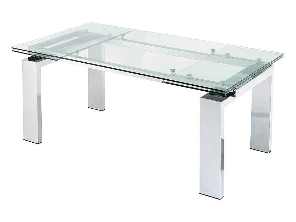 Uitschuifbare Eettafel Lubana - Gehard Glas En Metaal - 8 Tot 10 Personen-Vente-unique Discount