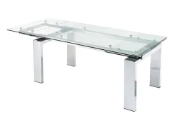 Uitschuifbare Eettafel Lubana - Gehard Glas En Metaal - 8 Tot 10 Personen-Vente-unique Discount