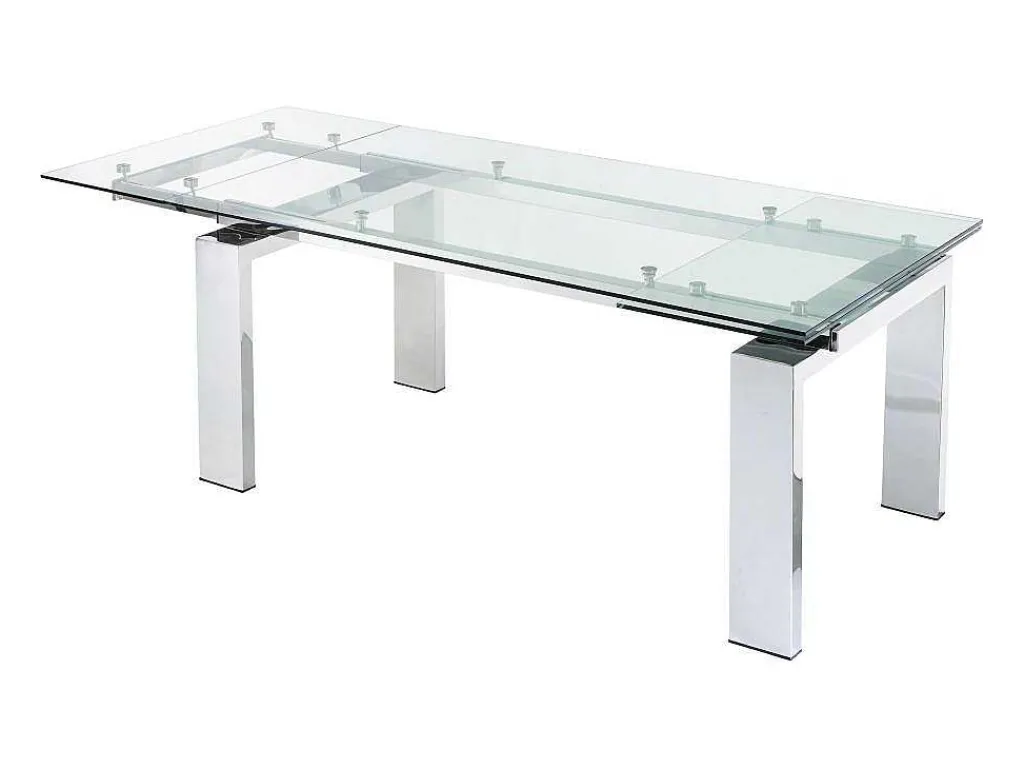 Uitschuifbare Eettafel Lubana - Gehard Glas En Metaal - 8 Tot 10 Personen-Vente-unique Discount