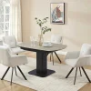Uitschuifbare Eettafel Voor 4 Tot 8 Personen In Keramiek, Gehard Glas, Metaal En Mdf - Lichte Houtlook En Zwart - Taloza-Maison Céphy Hot