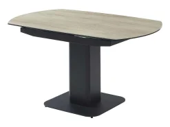 Uitschuifbare Eettafel Voor 4 Tot 8 Personen In Keramiek, Gehard Glas, Metaal En Mdf - Lichte Houtlook En Zwart - Taloza-Maison Céphy Hot