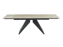 Uitschuifbare Eettafel Voor 6-10 Personen In Keramiek, Gehard Glas En Metaal - Lichte Houtlook En Zwart - Suniva-Maison Céphy Outlet