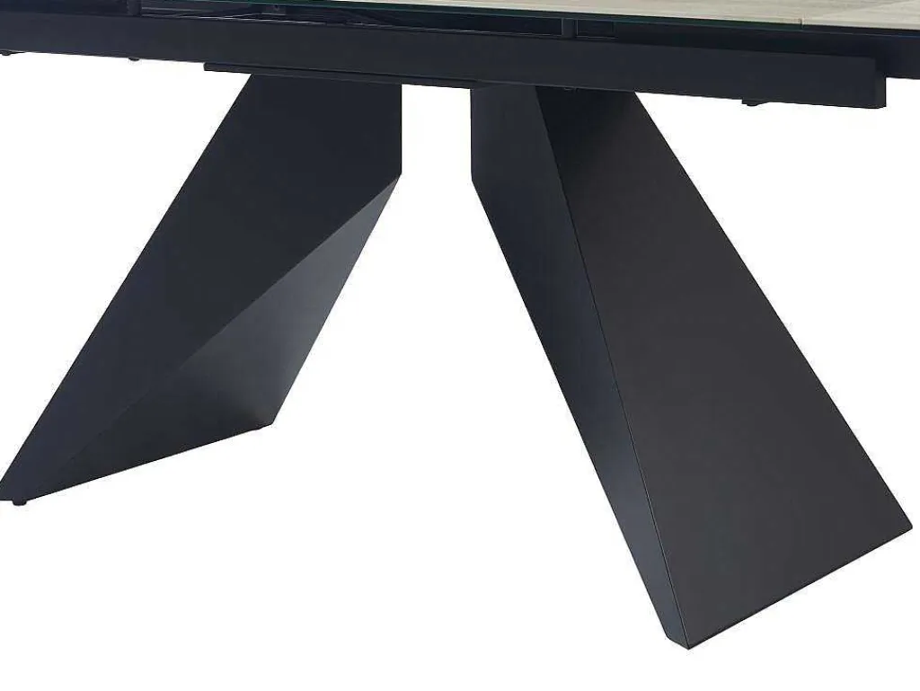 Uitschuifbare Eettafel Voor 6-10 Personen In Keramiek, Gehard Glas En Metaal - Lichte Houtlook En Zwart - Suniva-Maison Céphy Outlet