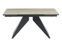 Uitschuifbare Eettafel Voor 6-10 Personen In Keramiek, Gehard Glas En Metaal - Lichte Houtlook En Zwart - Suniva-Maison Céphy Outlet