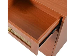 Uitschuifbare Kaptafel - 8 Laden En 1 Spiegel Met Led - Retrostijl - Bruin (Kruk Niet Inbegrepen)-ModernLuxe Hot