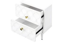 Uitschuifbare Kaptafel Met Golvenpatroon - Met 5 Laden - Gelakte Fronten - Wit (Zonder Spiegel Of Kruk)-ModernLuxe Discount